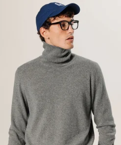 Clearance Rodier Pull col roulé en cachemire gris moyen