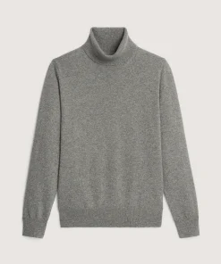 Clearance Rodier Pull col roulé en cachemire gris moyen