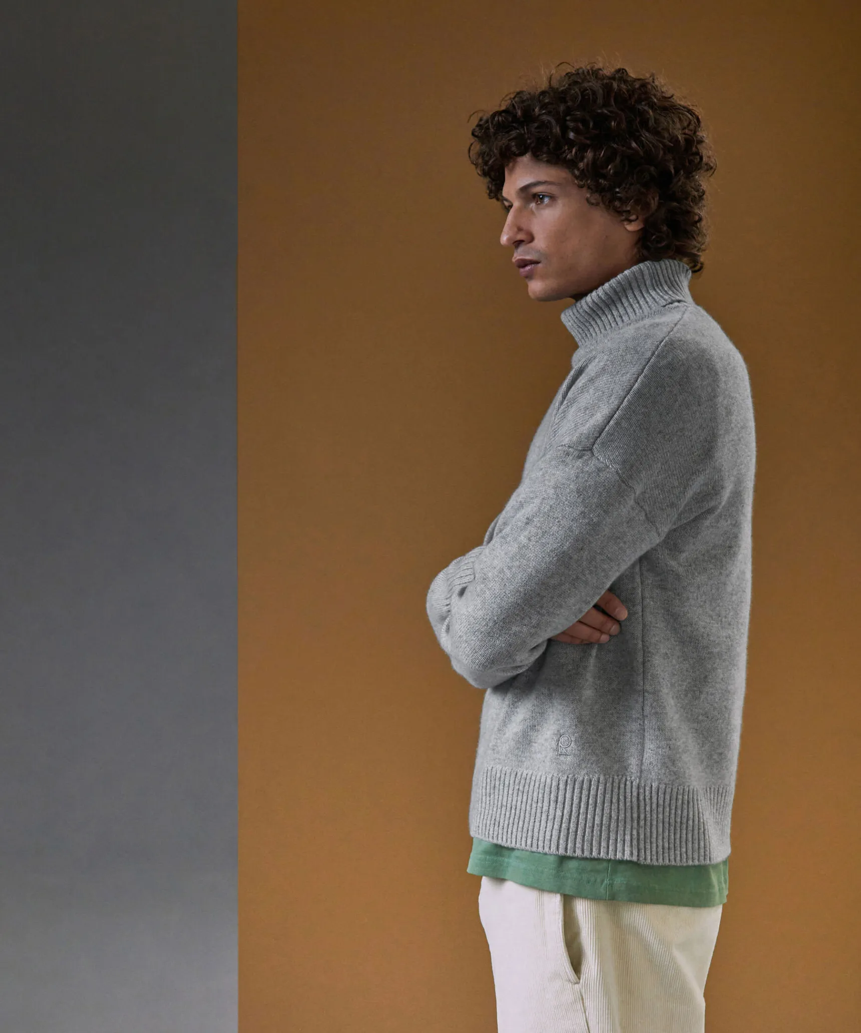 Best Rodier Pull col roulé en cachemire gris perle