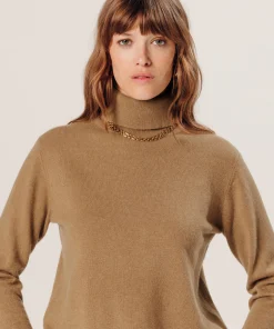 Discount Rodier Pull col roulé en cachemire marron camel