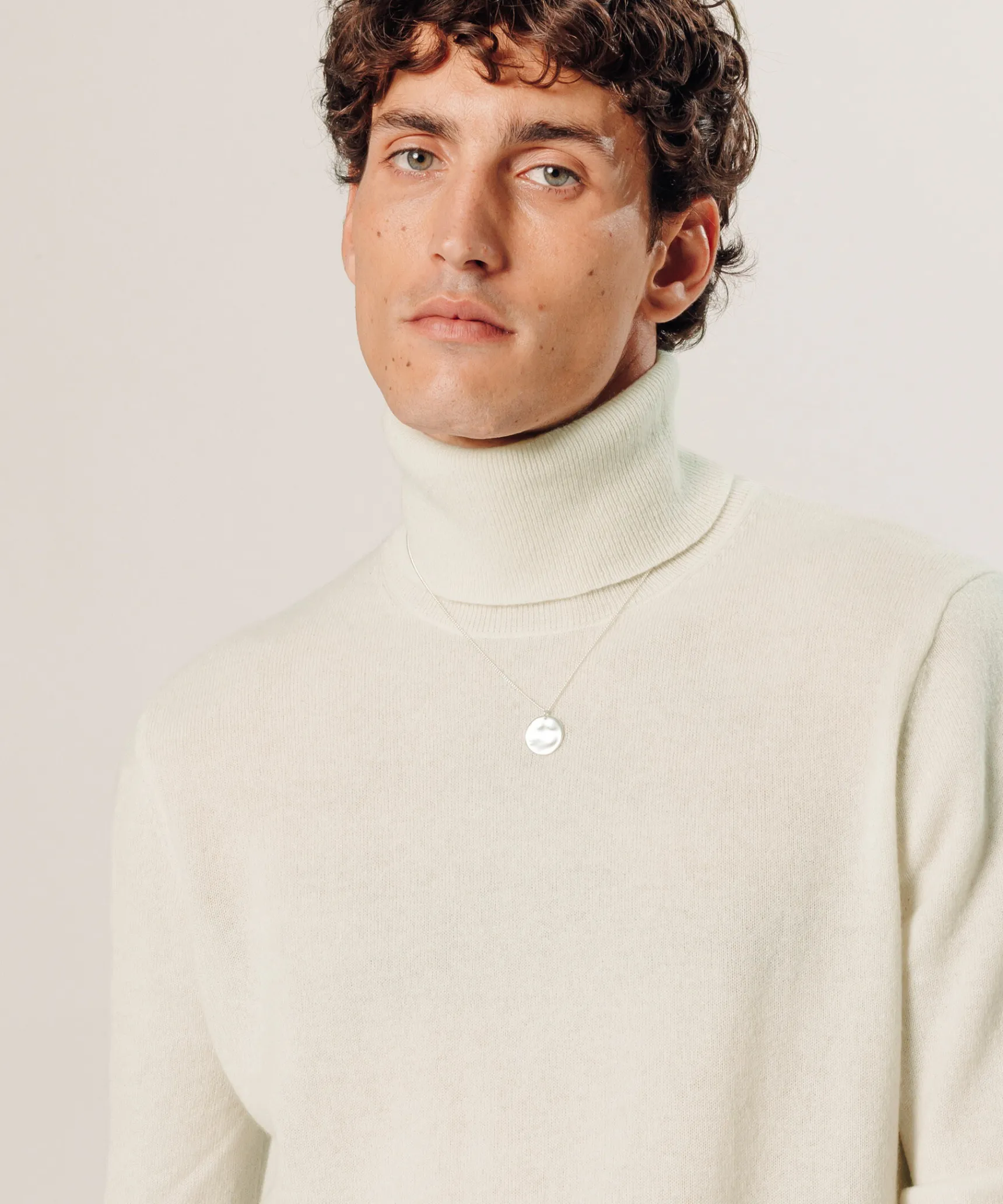 Discount Rodier Pull col roulé en cachemire blanc écru