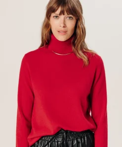 Best Rodier Pull col roulé en cachemire rouge