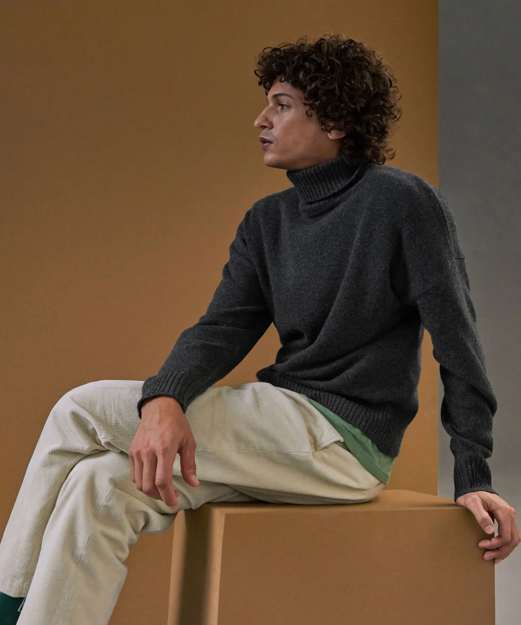 Outlet Rodier Pull col roulé en cachemire gris anthracite