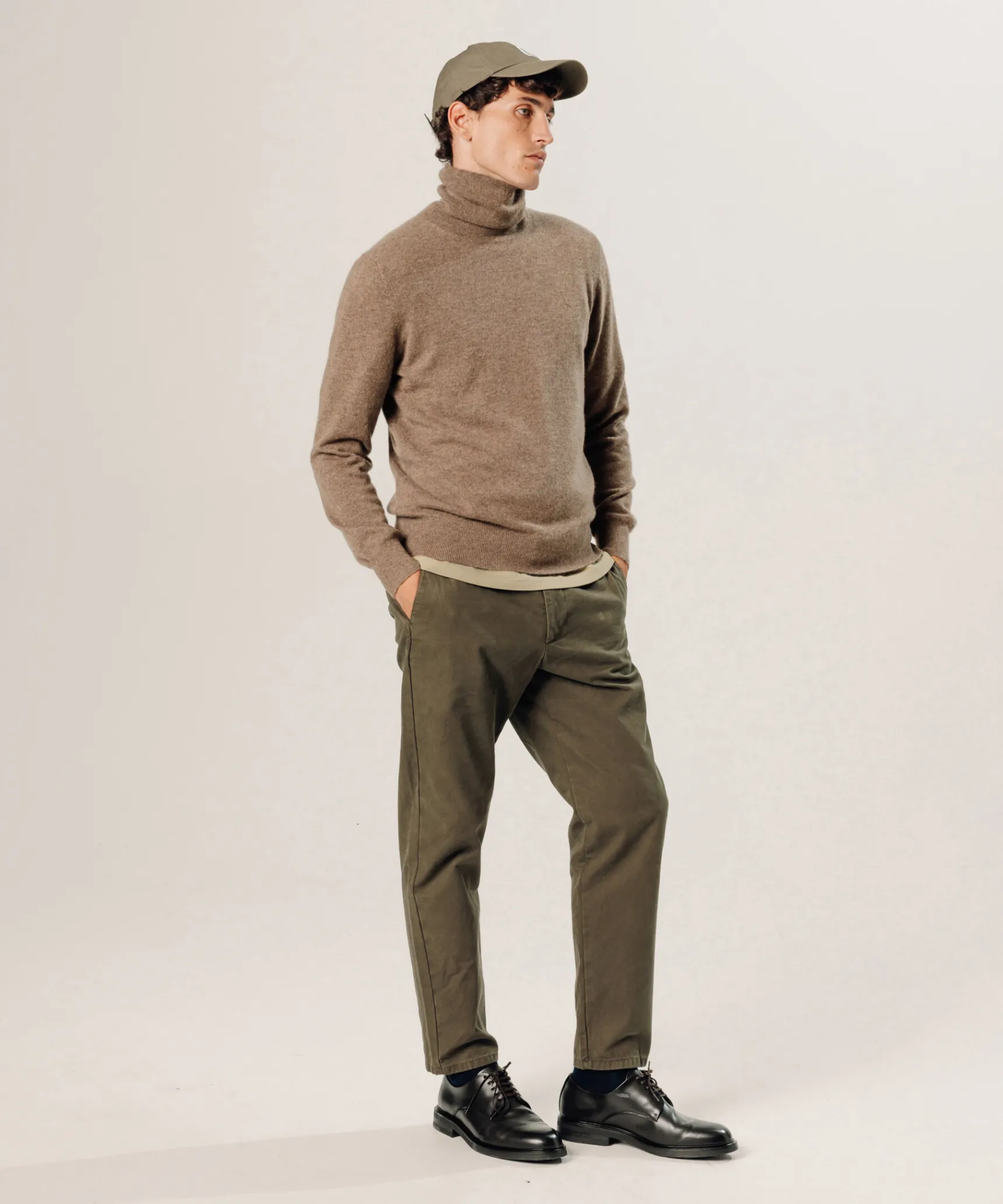 Clearance Rodier Pull col roulé en cachemire taupe chiné