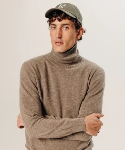 Clearance Rodier Pull col roulé en cachemire taupe chiné