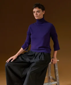 Sale Rodier Pull col roulé en cachemire violet foncé