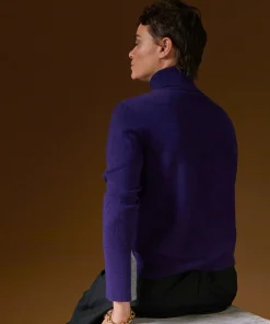 Sale Rodier Pull col roulé en cachemire violet foncé