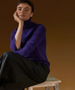 Sale Rodier Pull col roulé en cachemire violet foncé
