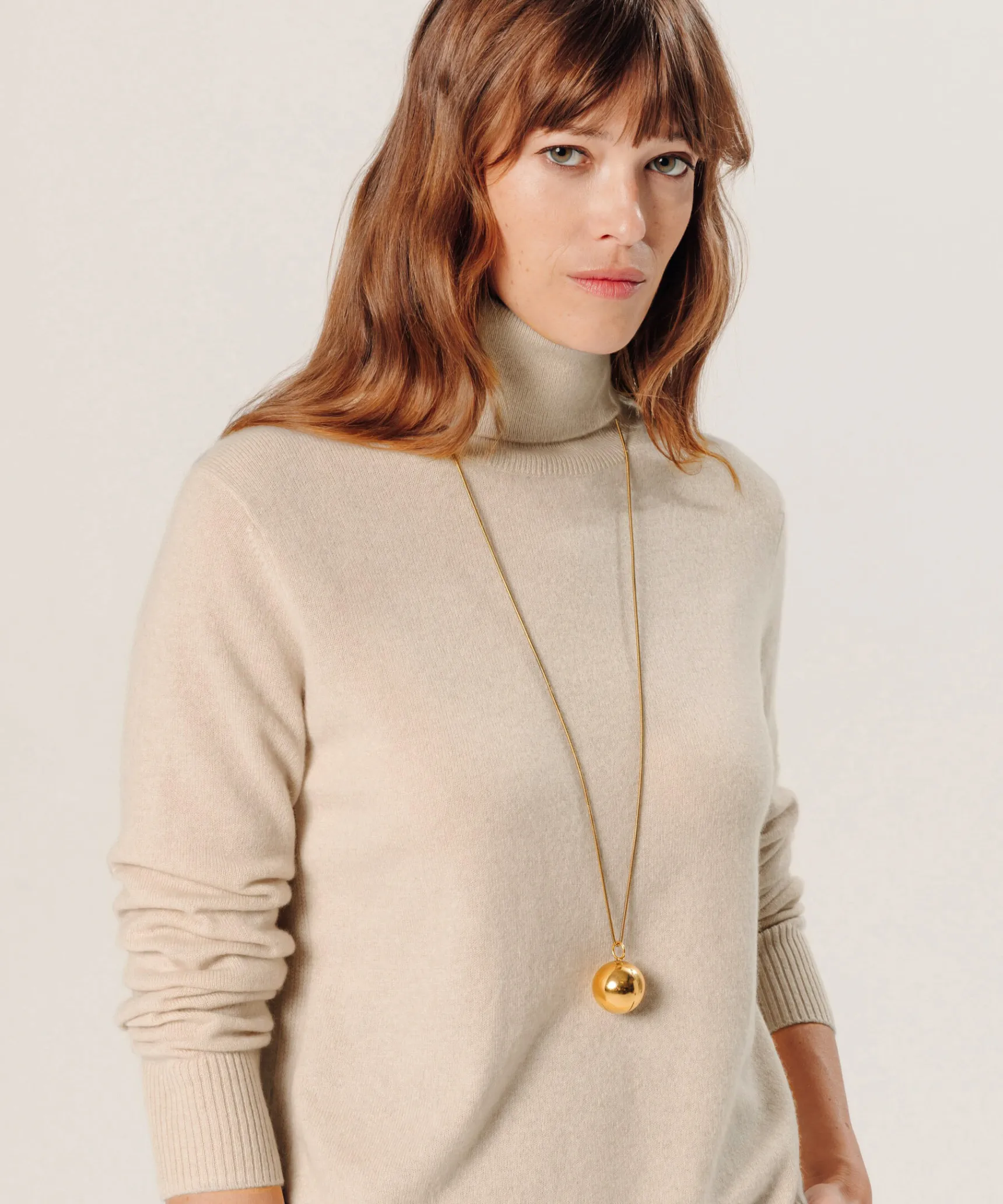 Best Rodier Pull col roulé en cachemire beige