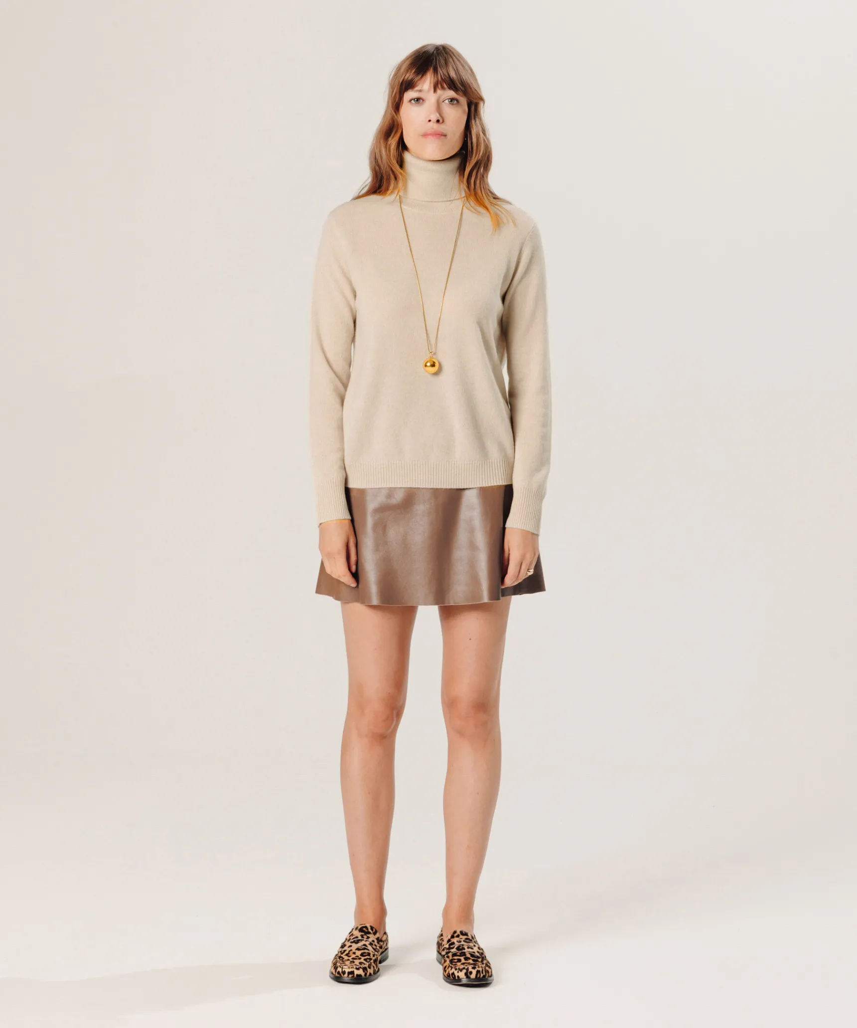 Best Rodier Pull col roulé en cachemire beige
