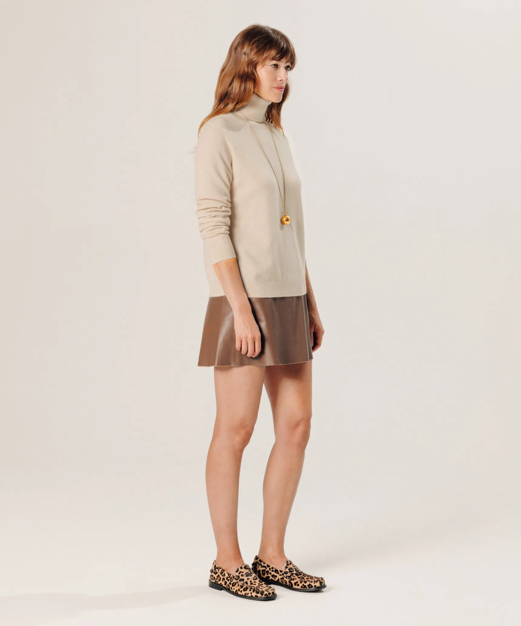 Best Rodier Pull col roulé en cachemire beige