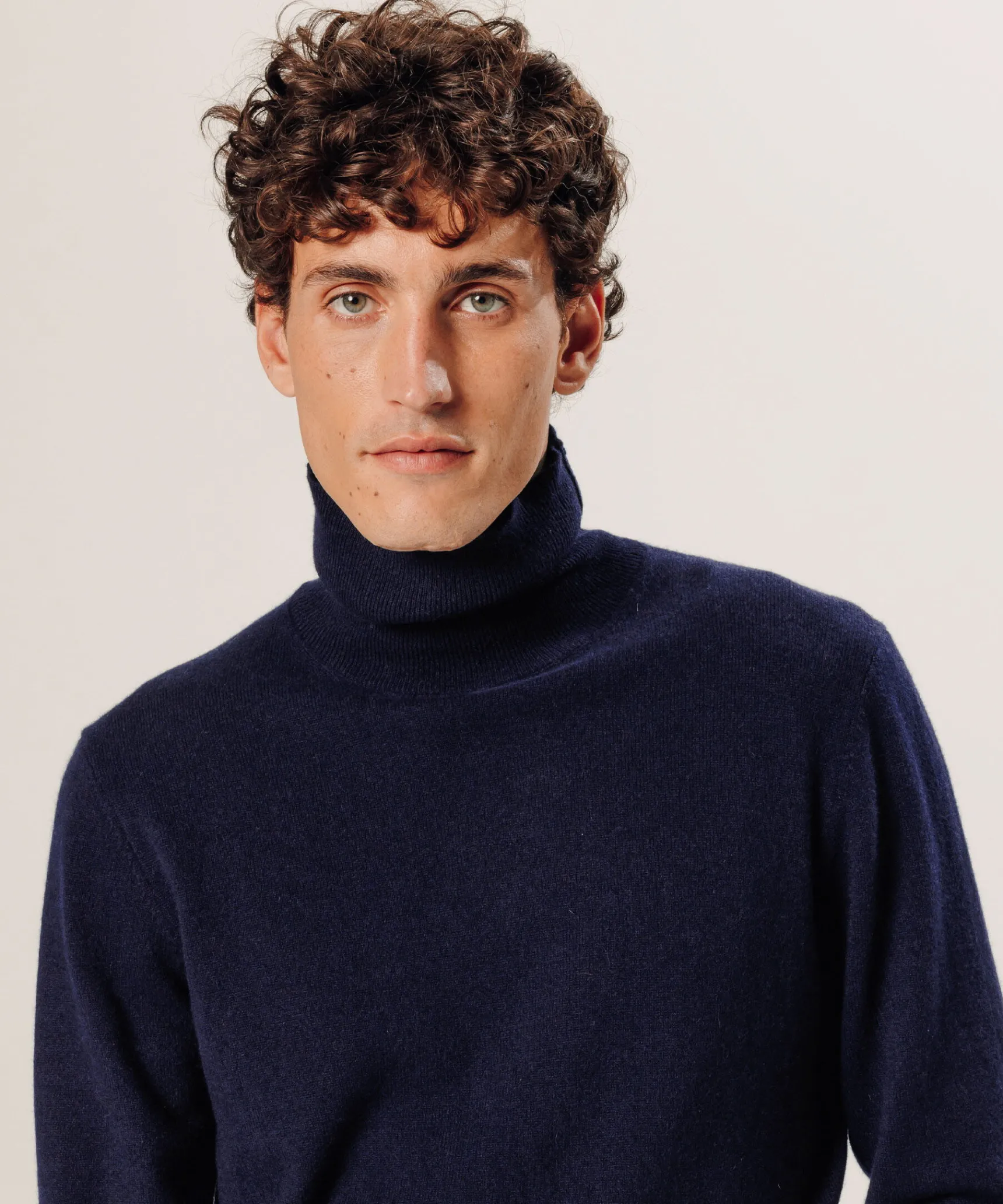 Best Rodier Pull col roulé en cachemire bleu marine