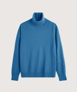 Discount Rodier Pull col roulé en cachemire bleu azur