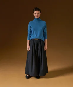 Discount Rodier Pull col roulé en cachemire bleu azur