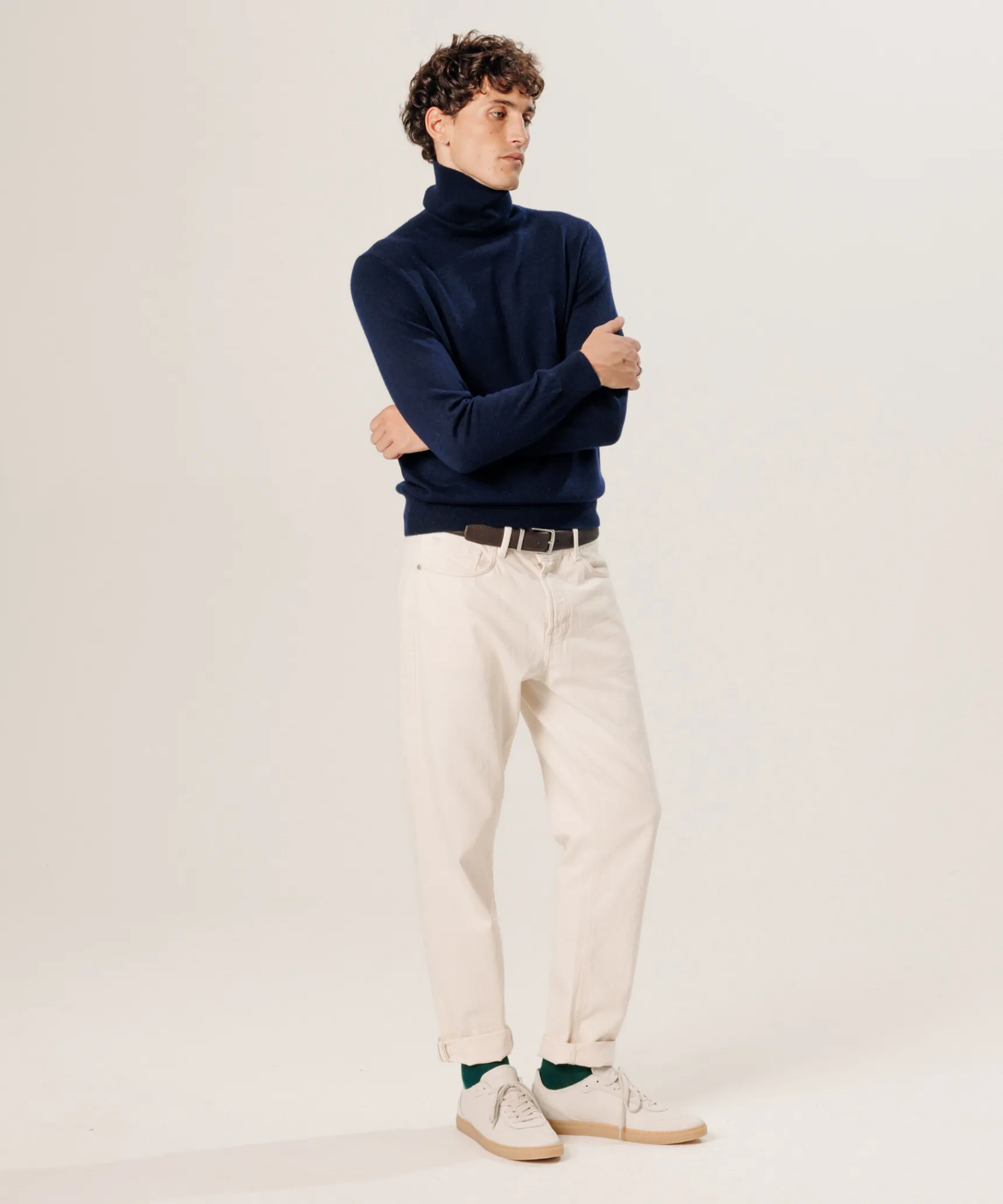 Sale Rodier Pull col roulé en cachemire bleu nuit