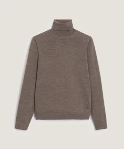 Outlet Rodier Pull col roulé en laine mérinos marron taupe