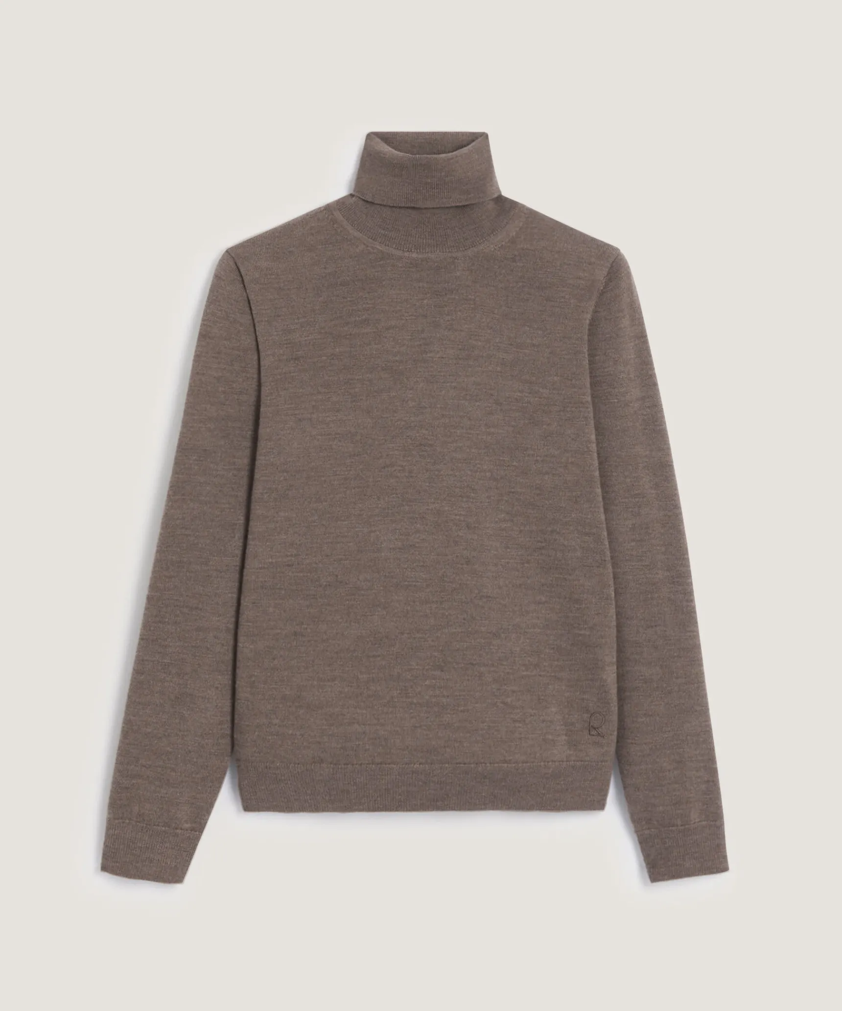 Outlet Rodier Pull col roulé en laine mérinos marron taupe