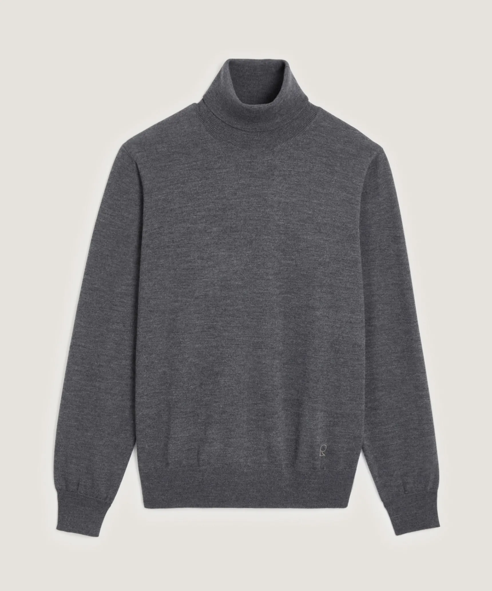 Hot Rodier Pull col roulé en laine mérinos gris foncé