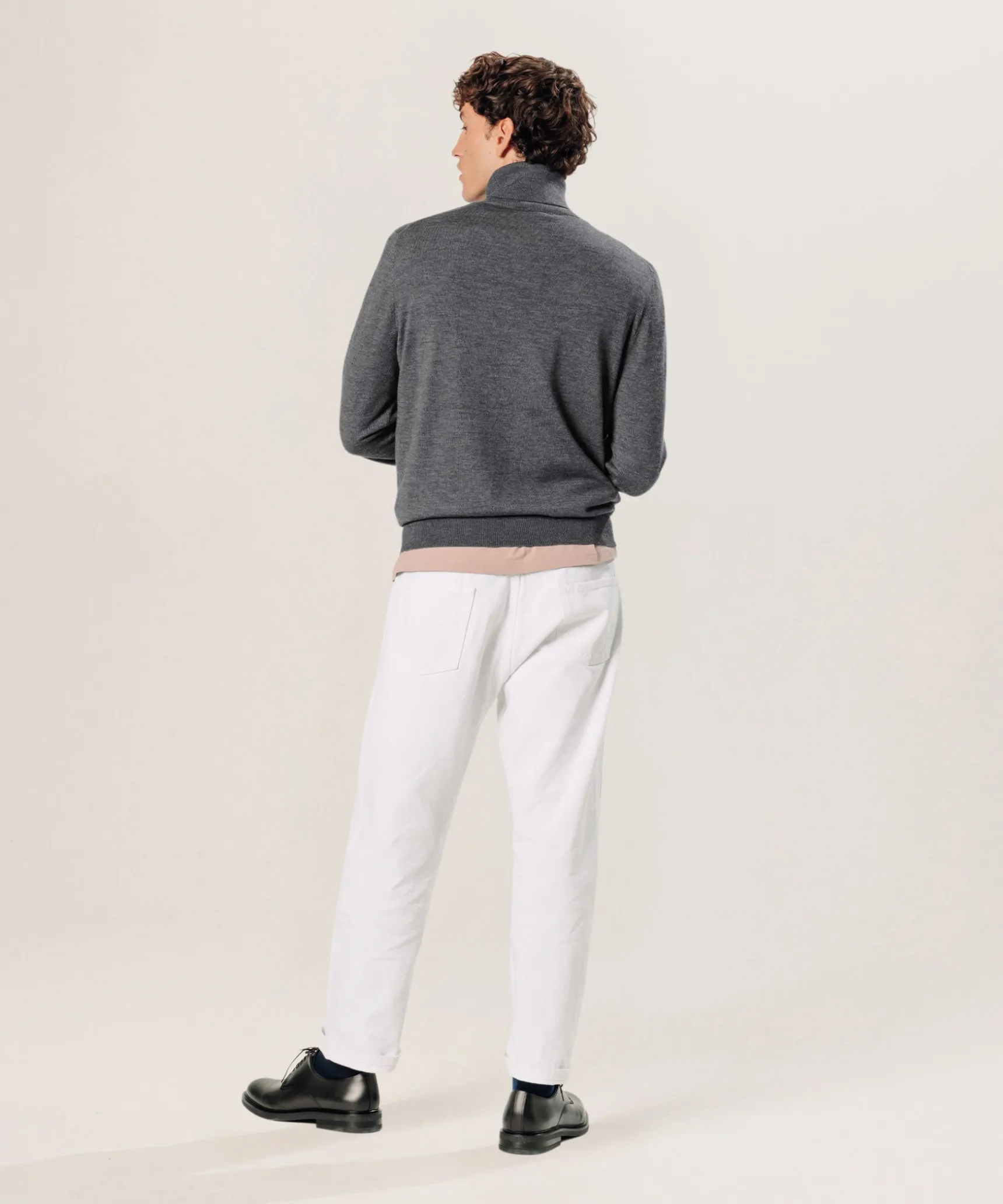 Hot Rodier Pull col roulé en laine mérinos gris foncé
