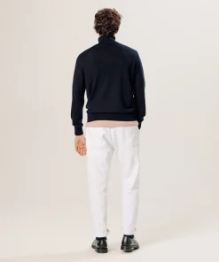 Hot Rodier Pull col roulé en laine mérinos bleu nuit