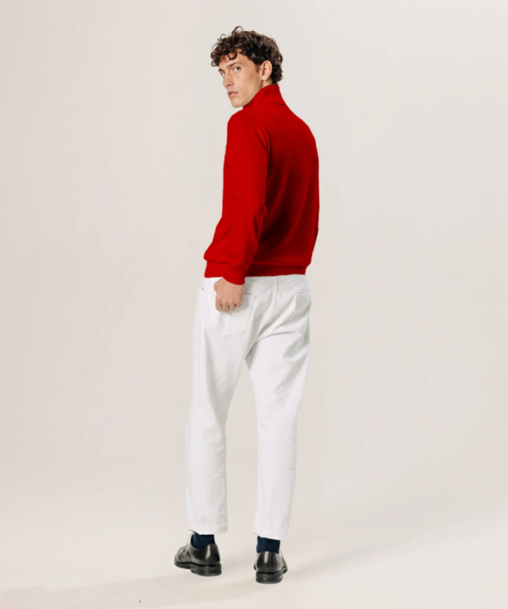 Rodier Pull col roulé en laine mérinos rouge
