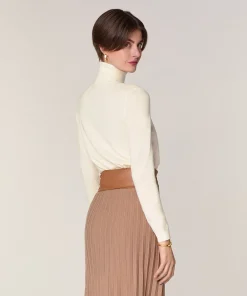 Online Rodier Pull col roulé en laine mérinos blanc écru