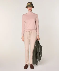 Clearance Rodier Pull col roulé en laine mérinos rose perle