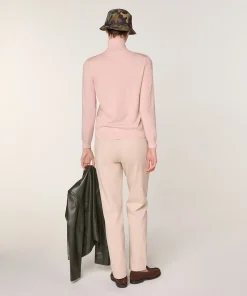 Clearance Rodier Pull col roulé en laine mérinos rose perle