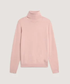 Clearance Rodier Pull col roulé en laine mérinos rose perle