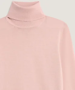 Clearance Rodier Pull col roulé en laine mérinos rose perle