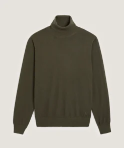 New Rodier Pull col roulé en laine mérinos vert kaki