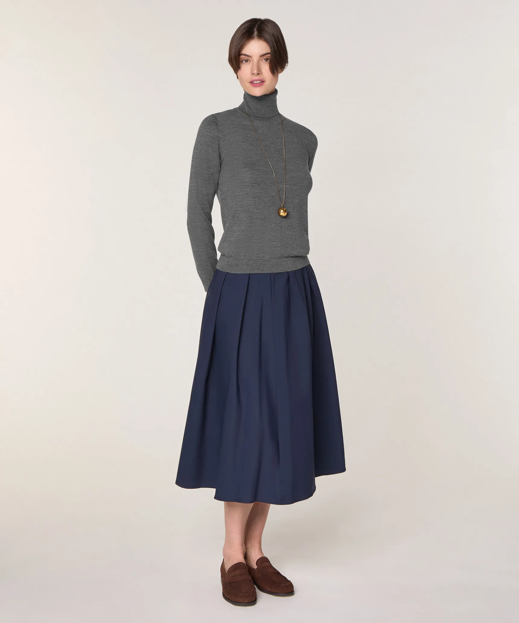 Best Rodier Pull col roulé en laine mérinos gris foncé
