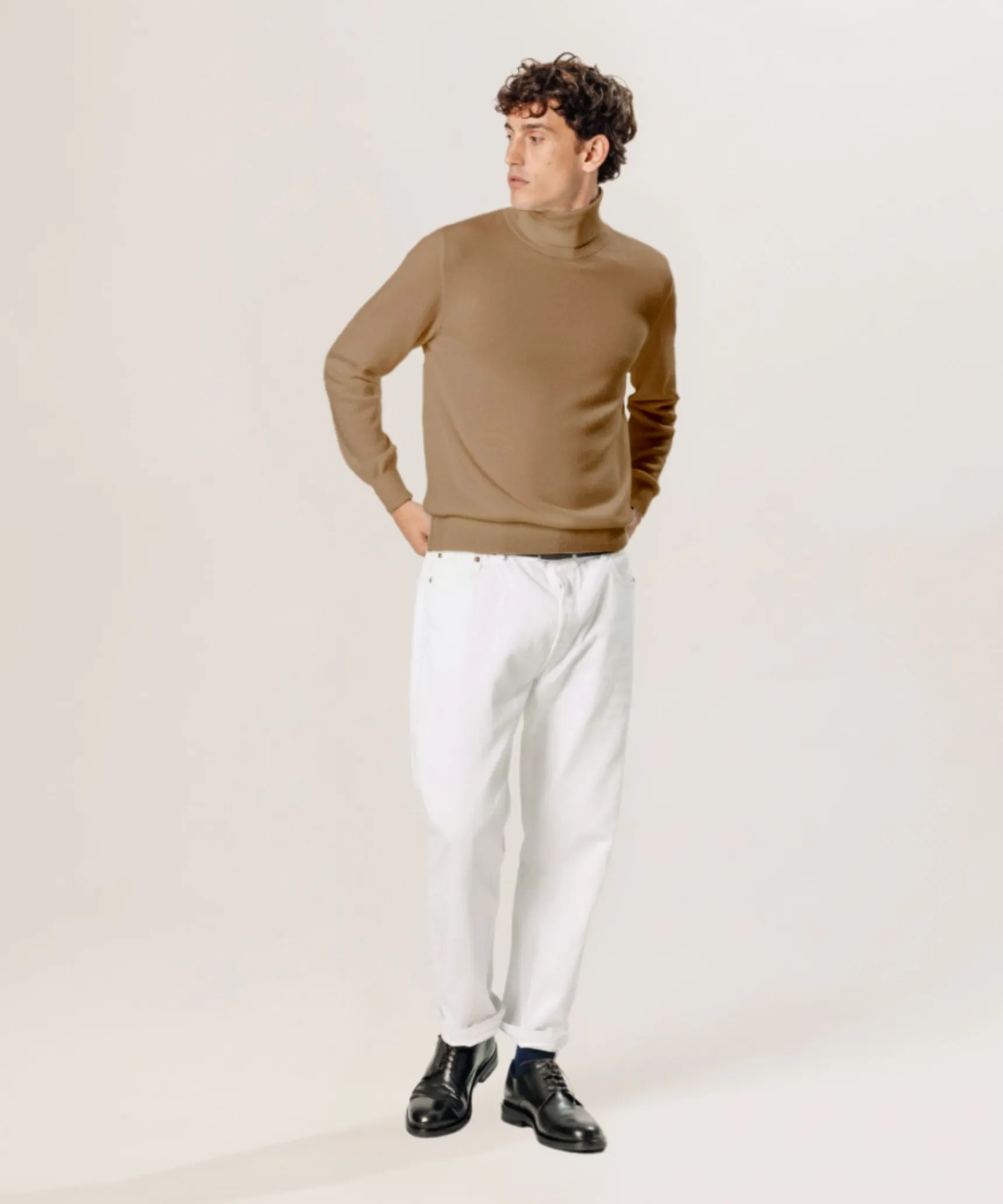 Sale Rodier Pull col roulé en laine mérinos beige foncé