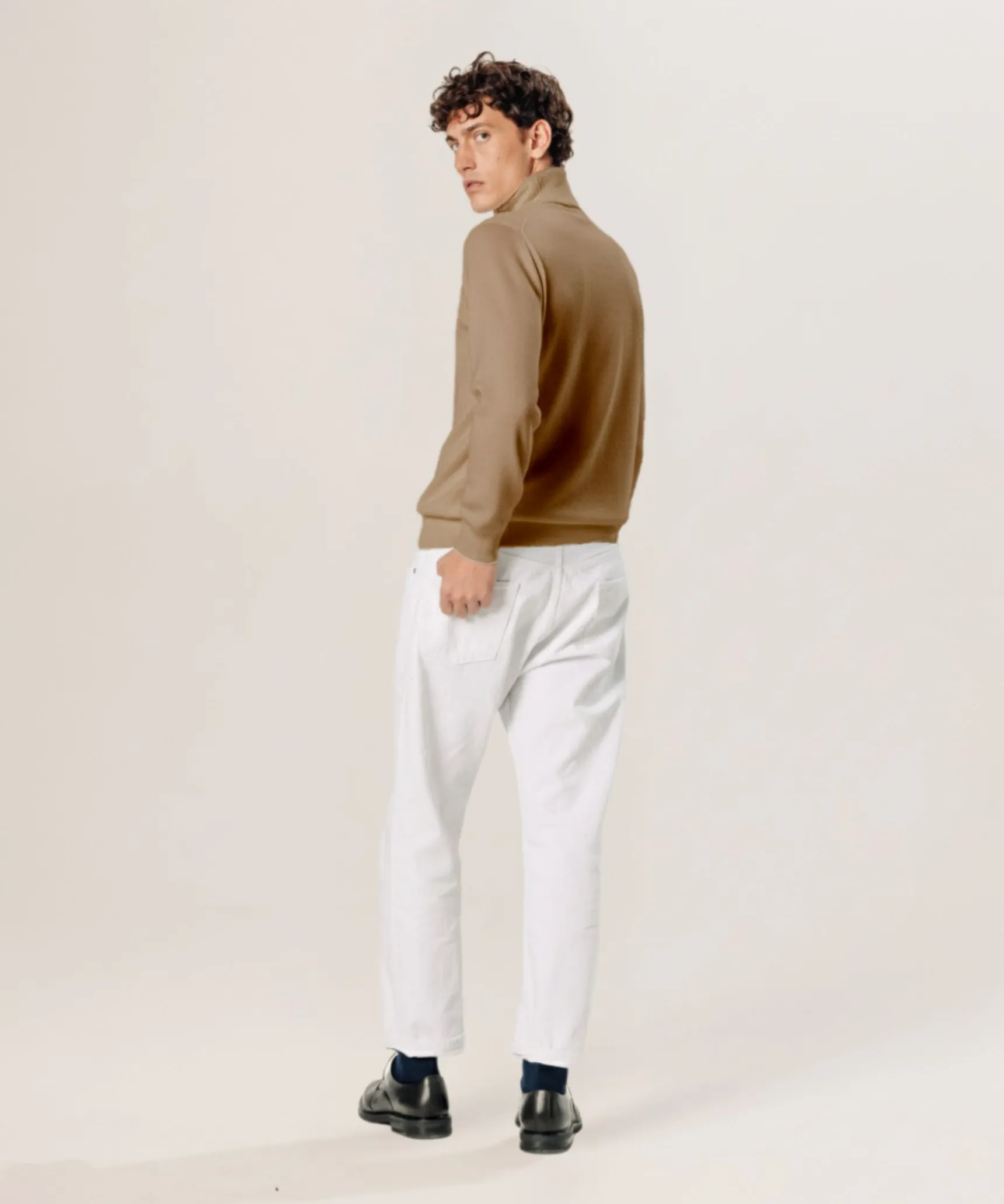 Sale Rodier Pull col roulé en laine mérinos beige foncé