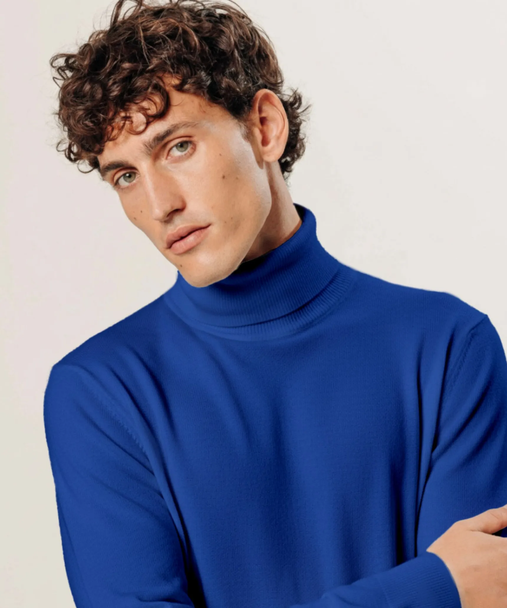 Best Rodier Pull col roulé en laine mérinos bleu azur