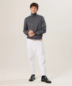 Outlet Rodier Pull col roulé en laine mérinos gris foncé