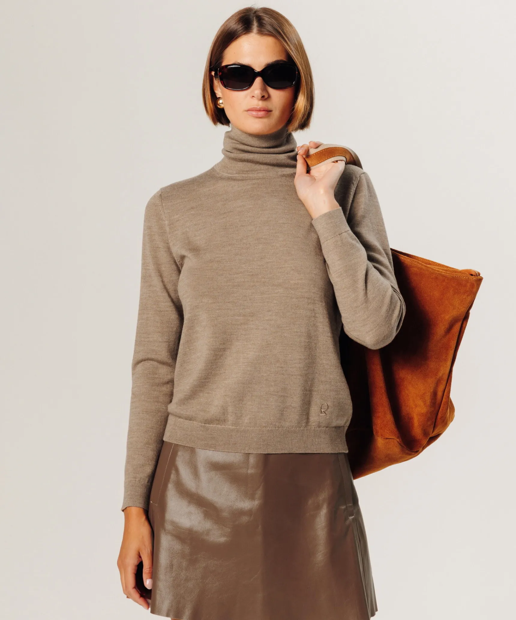 Online Rodier Pull col roulé en laine mérinos beige