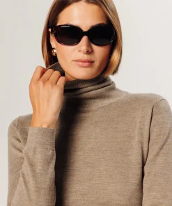 Online Rodier Pull col roulé en laine mérinos beige