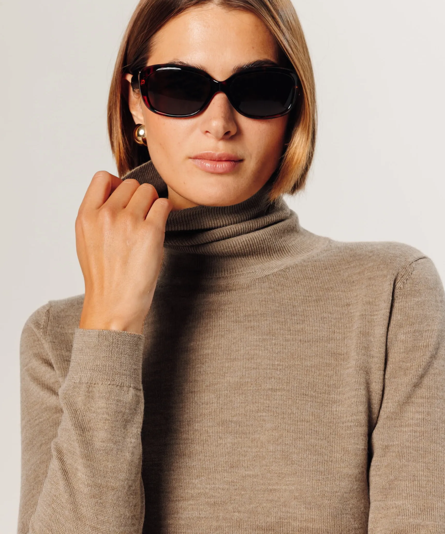 Online Rodier Pull col roulé en laine mérinos beige