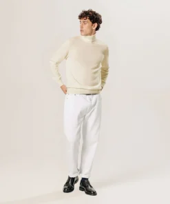 Clearance Rodier Pull col roulé en laine mérinos blanc écru