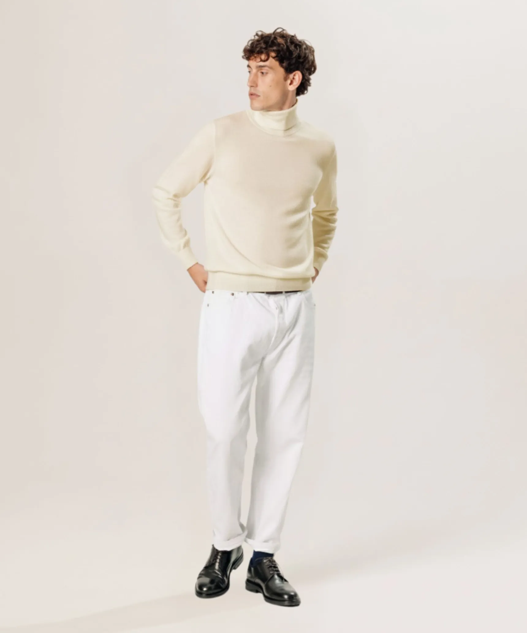 Clearance Rodier Pull col roulé en laine mérinos blanc écru