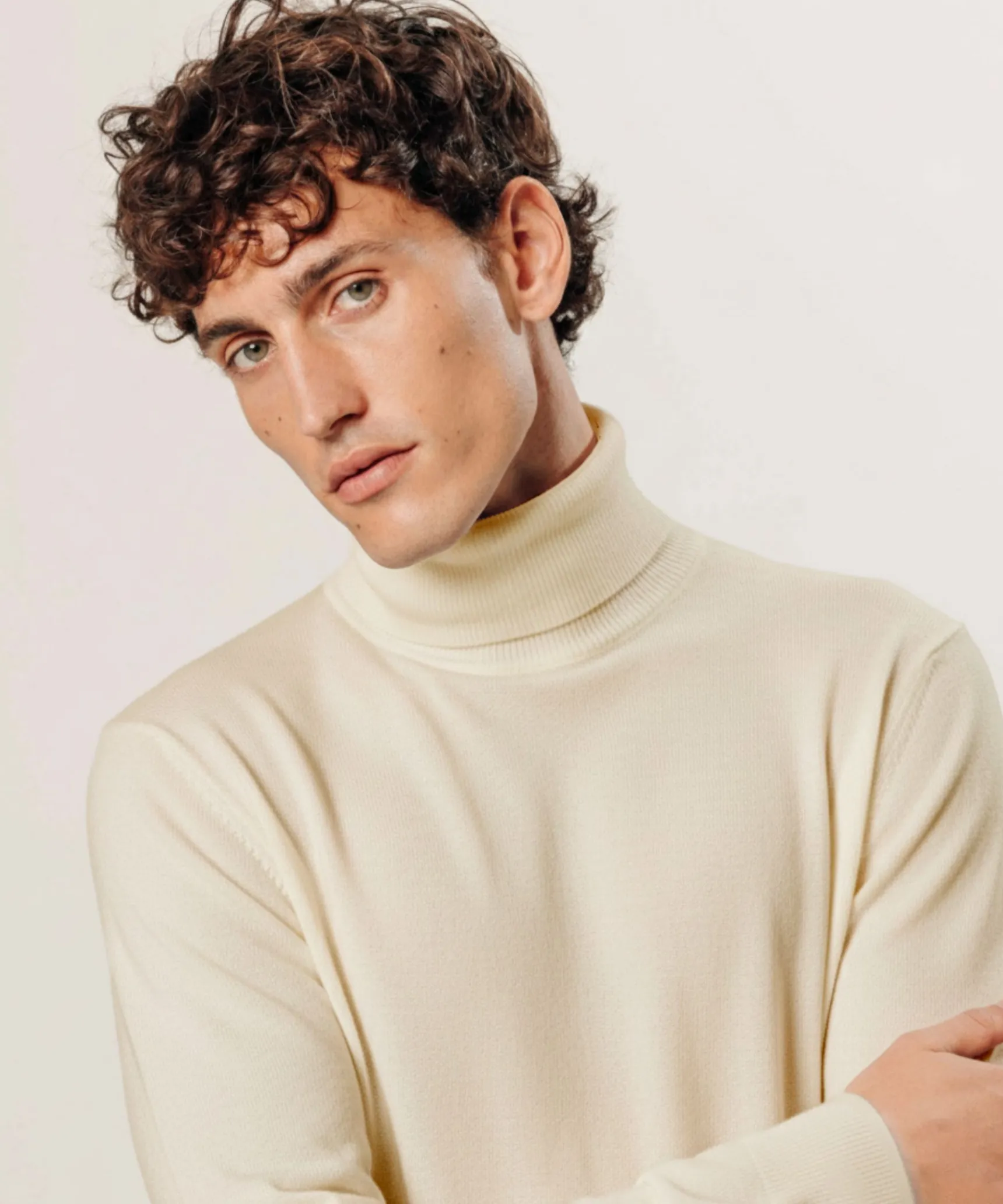 Clearance Rodier Pull col roulé en laine mérinos blanc écru