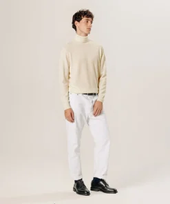 Clearance Rodier Pull col roulé en laine mérinos blanc écru