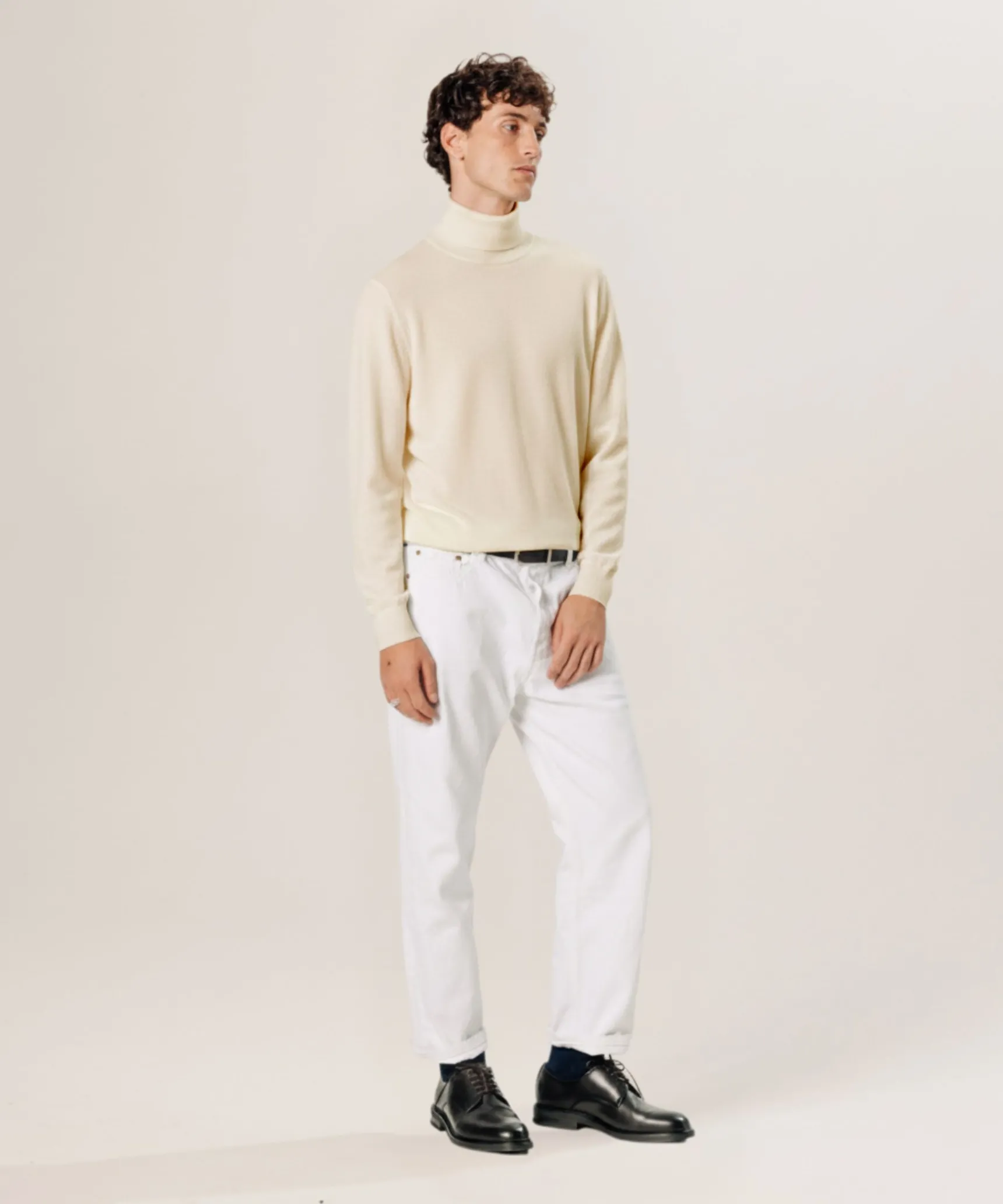 Clearance Rodier Pull col roulé en laine mérinos blanc écru