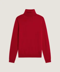 Clearance Rodier Pull col roulé en laine mérinos rouge