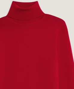 Clearance Rodier Pull col roulé en laine mérinos rouge
