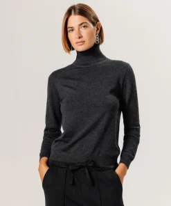 Outlet Rodier Pull col roulé en laine mérinos gris anthracite