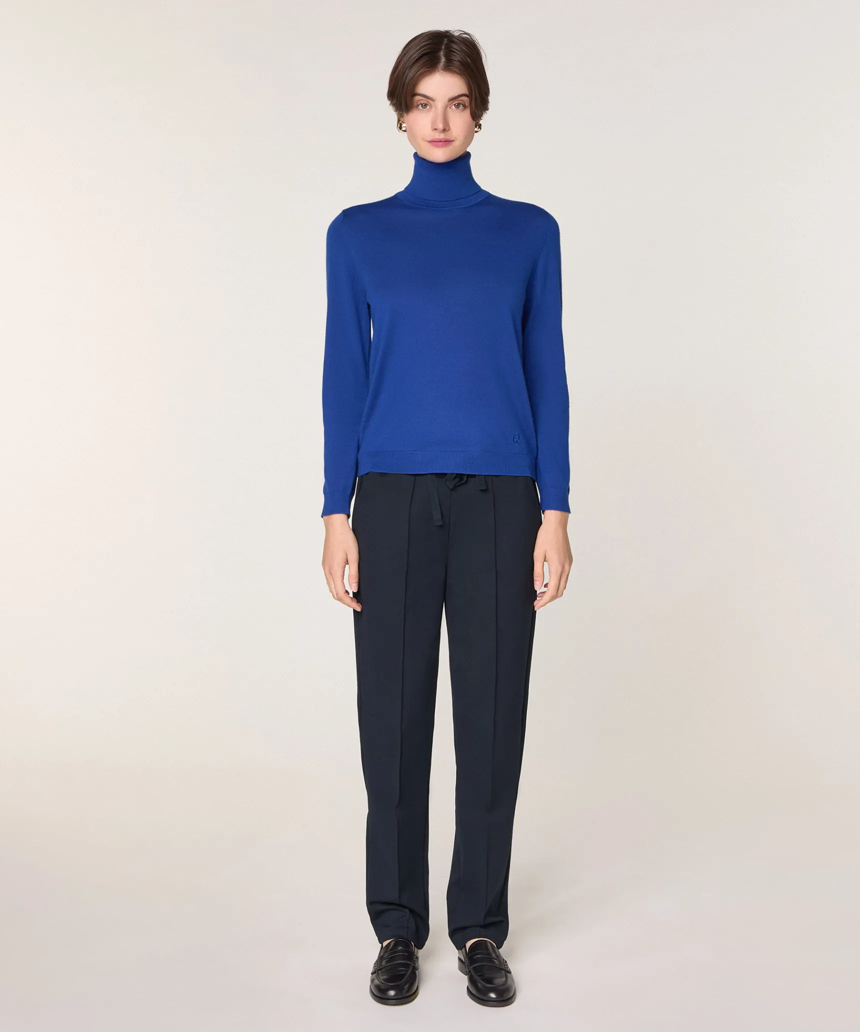 Clearance Rodier Pull col roulé en laine mérinos bleu azur