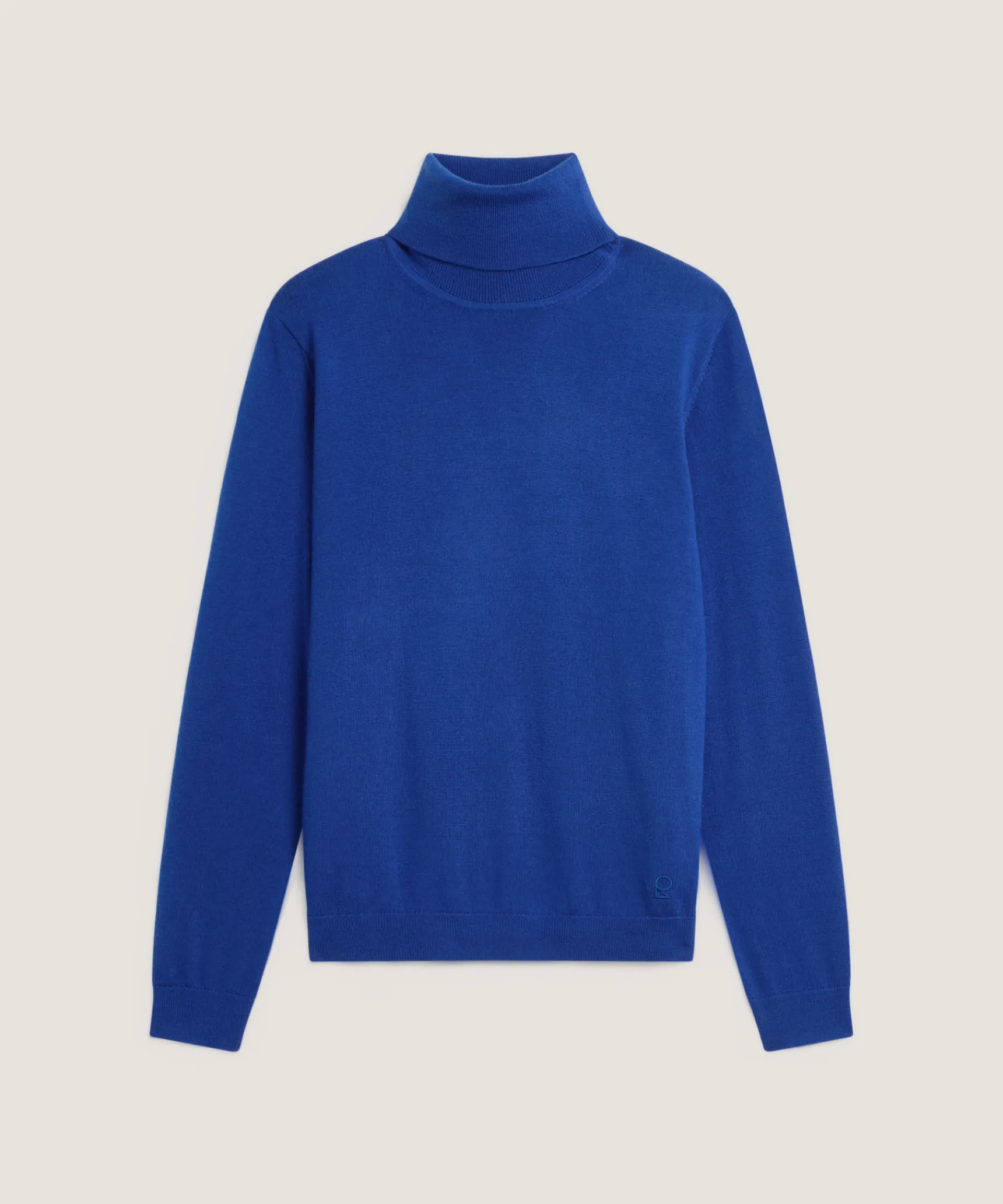 Clearance Rodier Pull col roulé en laine mérinos bleu azur