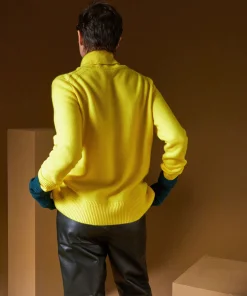 Discount Rodier Pull col roulé oversize en cachemire jaune